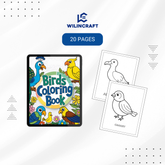 Lembar Mewarnai Anak A4 20 Lembar Halaman Tema Hewan Burung